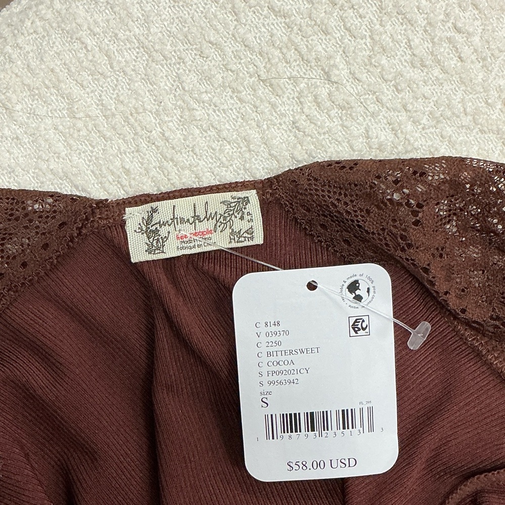 Free People Brown Lace Crop Top - Picture 3 of 3